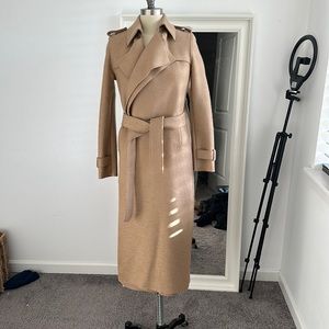 Perfect condition tan Harris Wharf London wool trench coat.